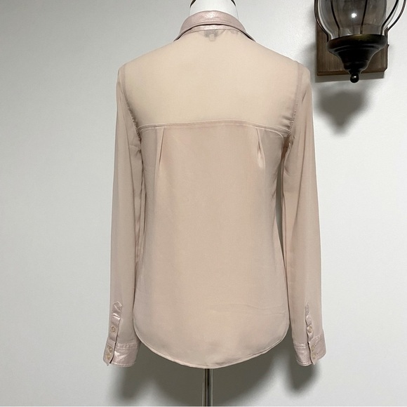 Guess Sheer and Shimmer Button Down Blouse - Picture 2 of 8